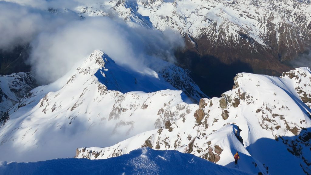 Descending from high peak